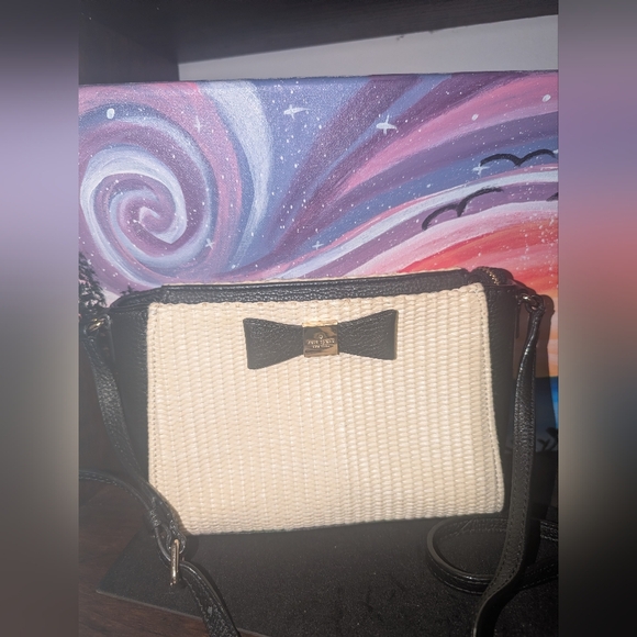 Kate Spade Black and Straw Crossbody Bag - Picture 1 of 5